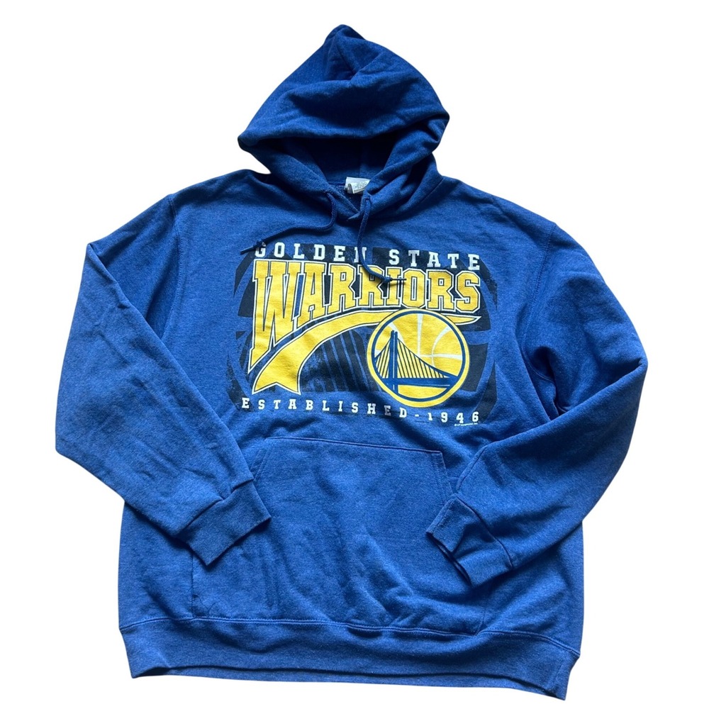 NBA Golden State Warriors Hoodie Large Blue Graphic Pullover Sweatshirt Sports